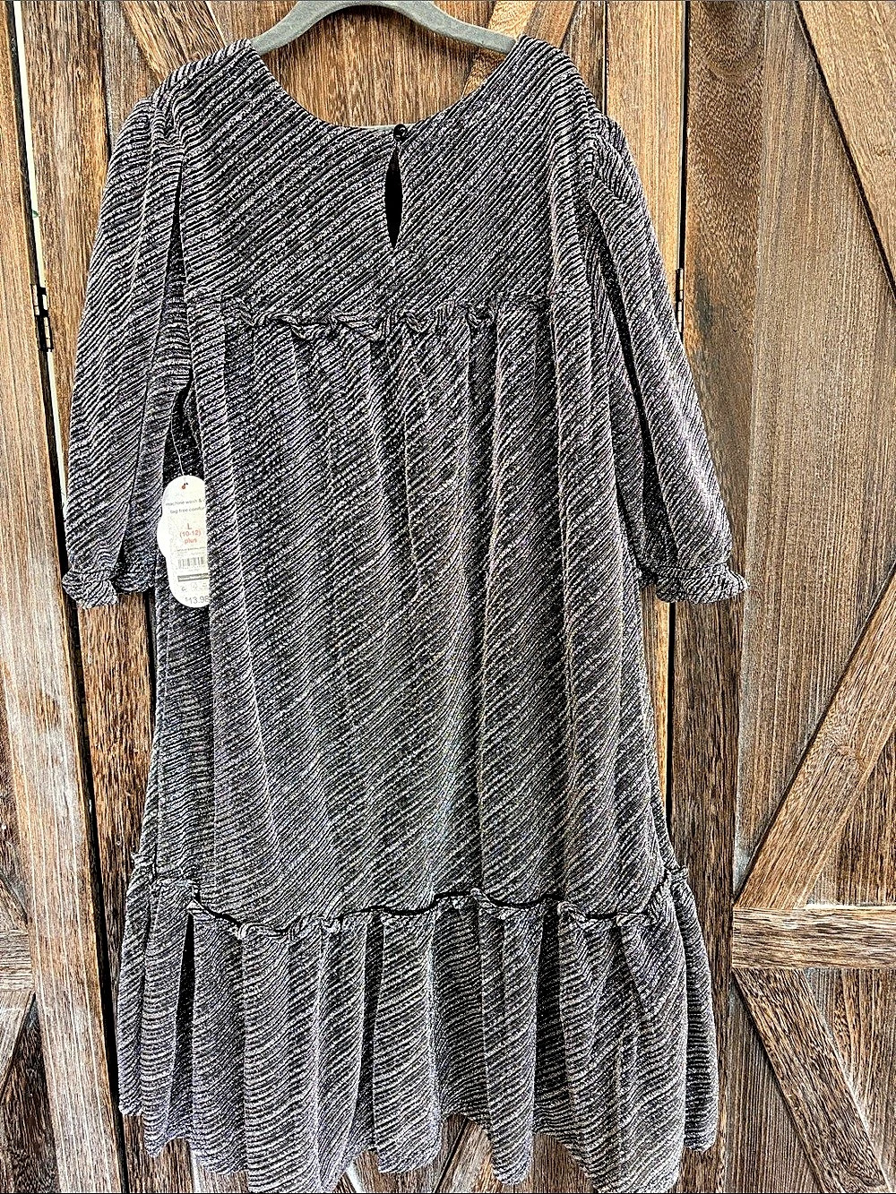 NWT Wonder Nation Metallic Stardust Dress Metallic Tiered Dress Black & Silver